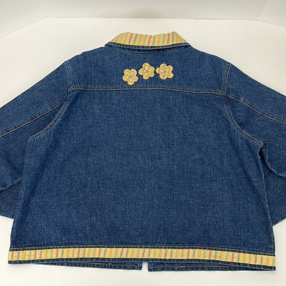 Vtg Fashion Classics Blue Denim Full Zip Jacket XL Floral Embroidery Boxy - Picture 3 of 14